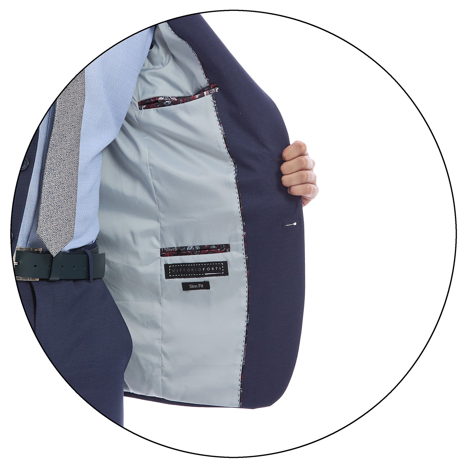 Detalle de Forro de Saco de Traje para Caballero Liso color Azul