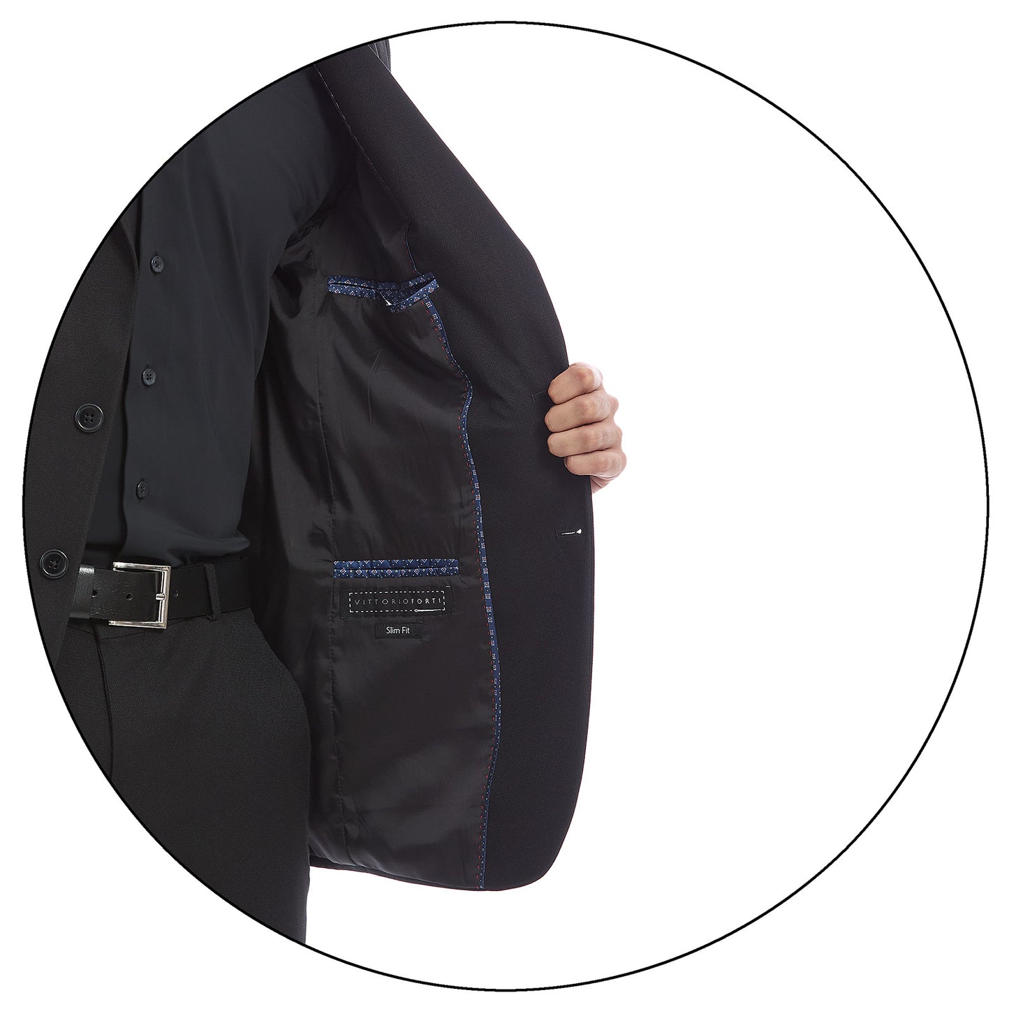 Traje Slim para Caballero Liso Vista de Detalle de Forro saco