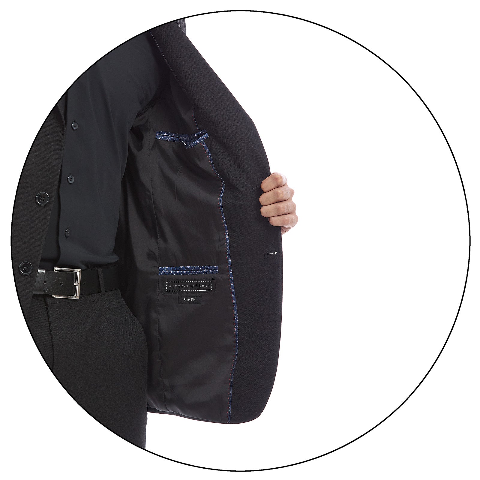 Traje Slim para Caballero Liso Vista  de Detalle de Forro saco