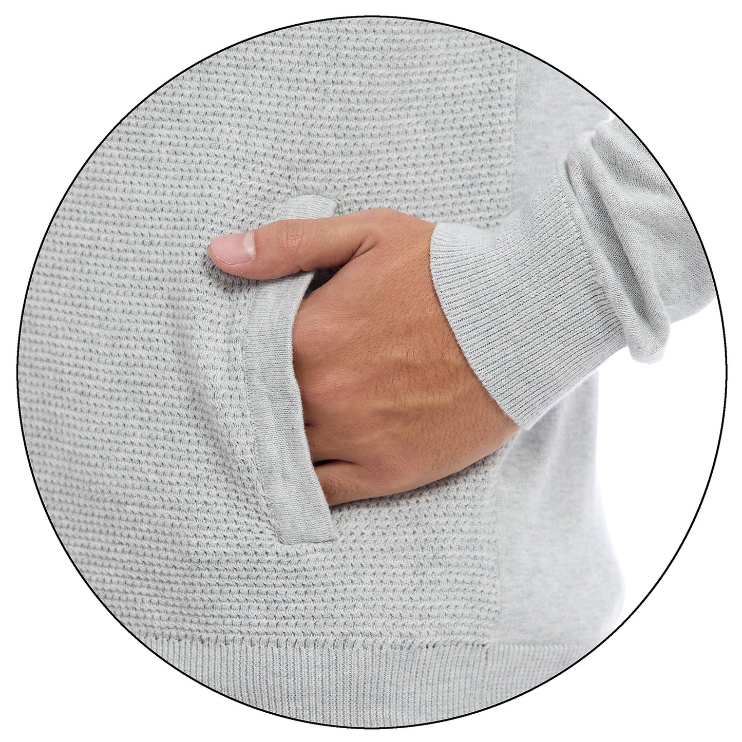 Sueter para Hombre con Cierre Frontal Moda Casual Manga Larga y Cuello Alto