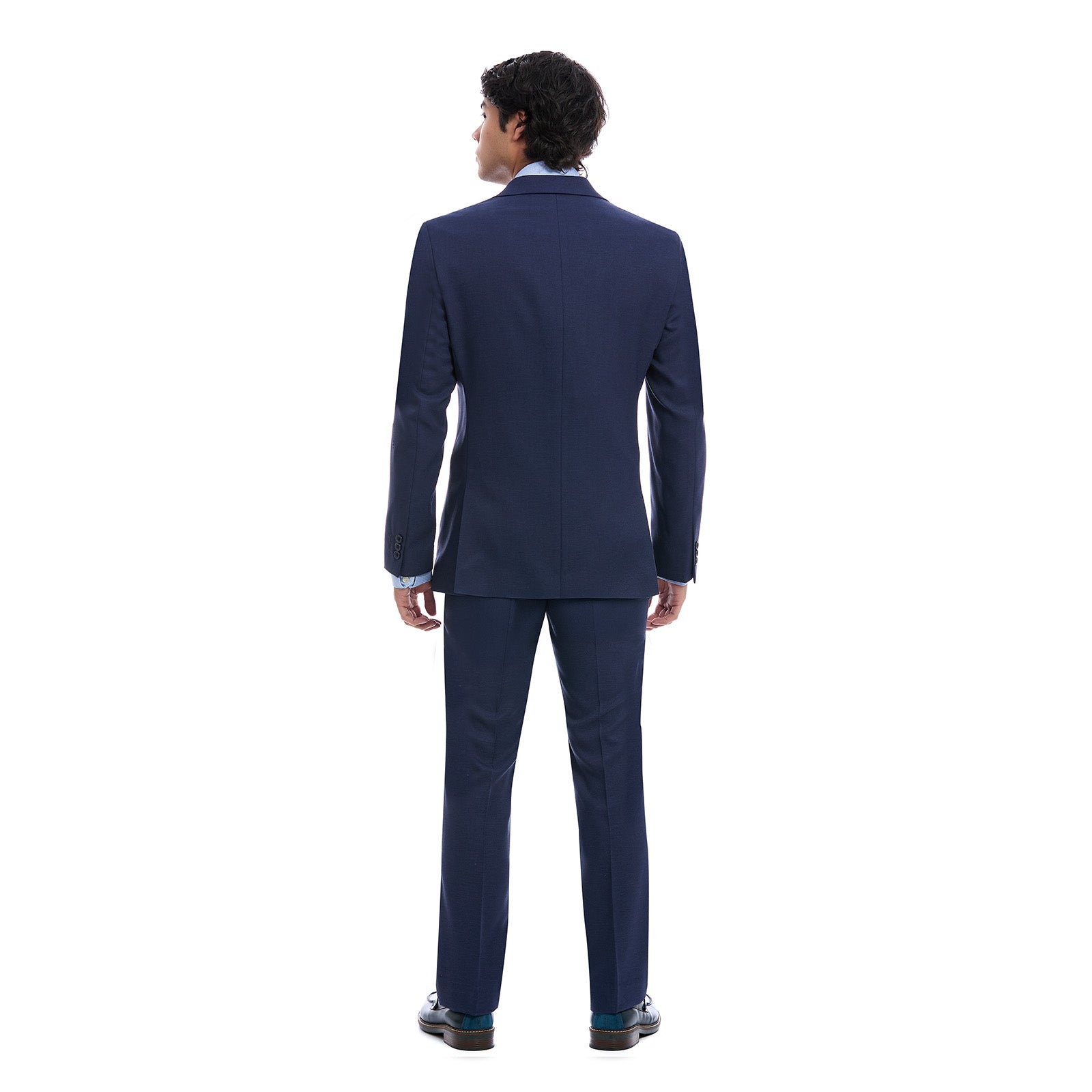 Vista Posterior de Traje para Caballero Liso color Azul