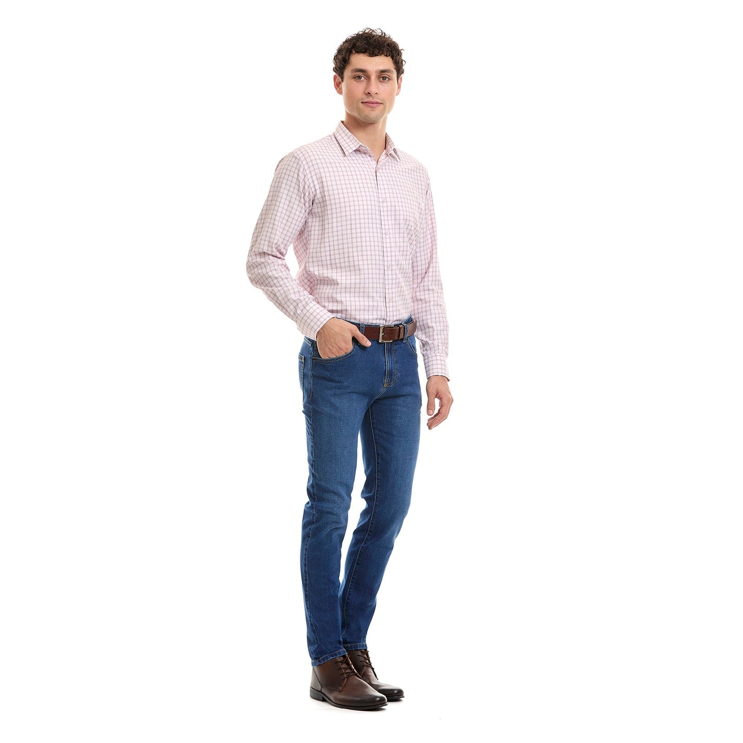 Camisa Formal Para Hombre Fit Slim A Cuadros