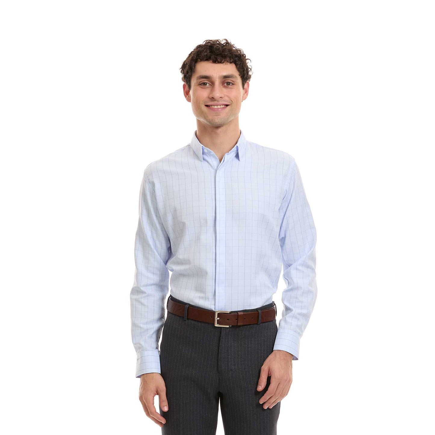Camisa para caballero Fit Slim A Cuadros Botonadura Oculta