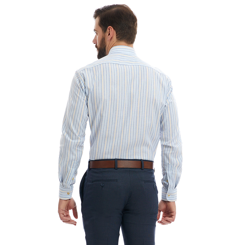Camisa de vestir en tejido a rayas multicolor Slim Fit