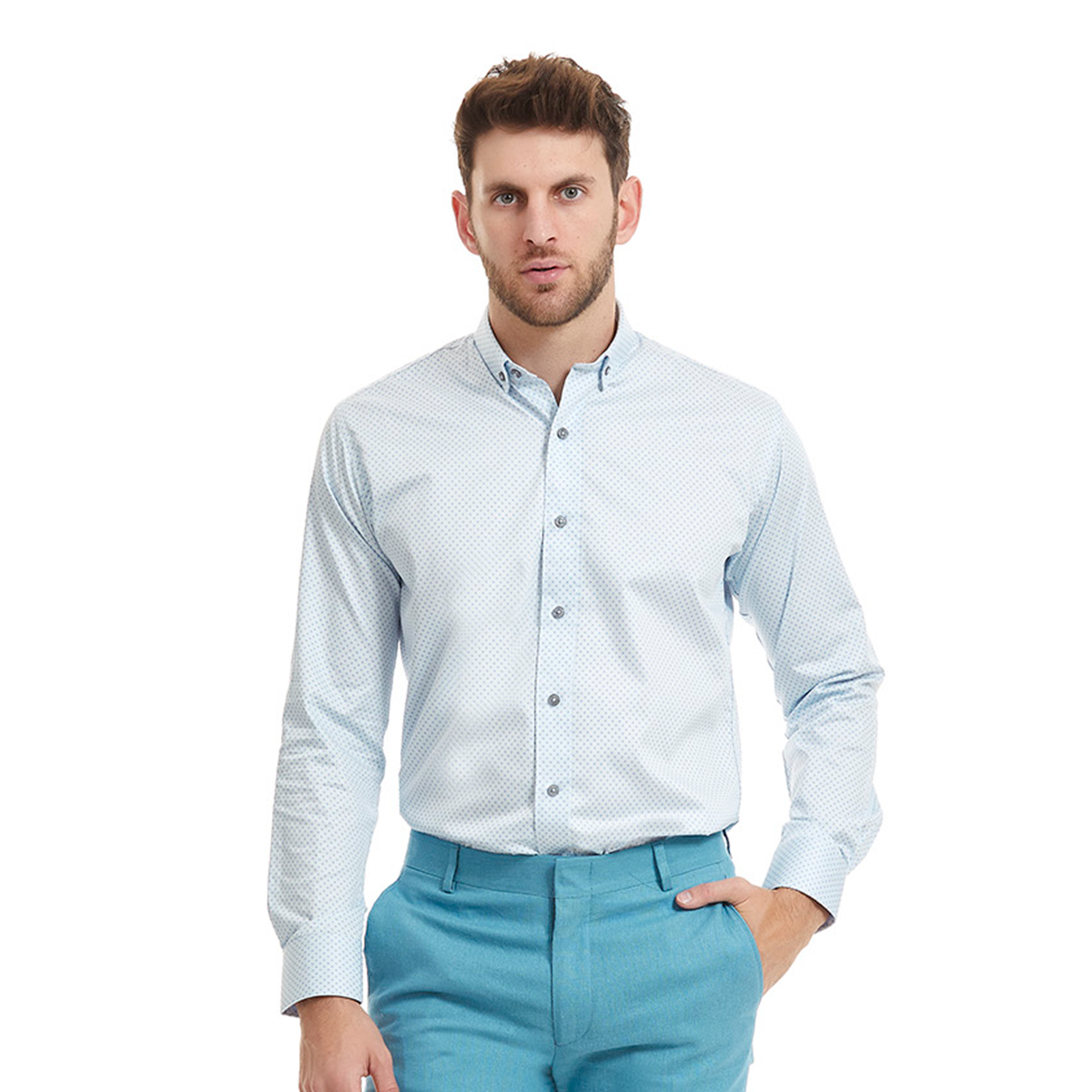 Camisa Hombre Business Casual Lunares Slim|Elegante y Moderno
