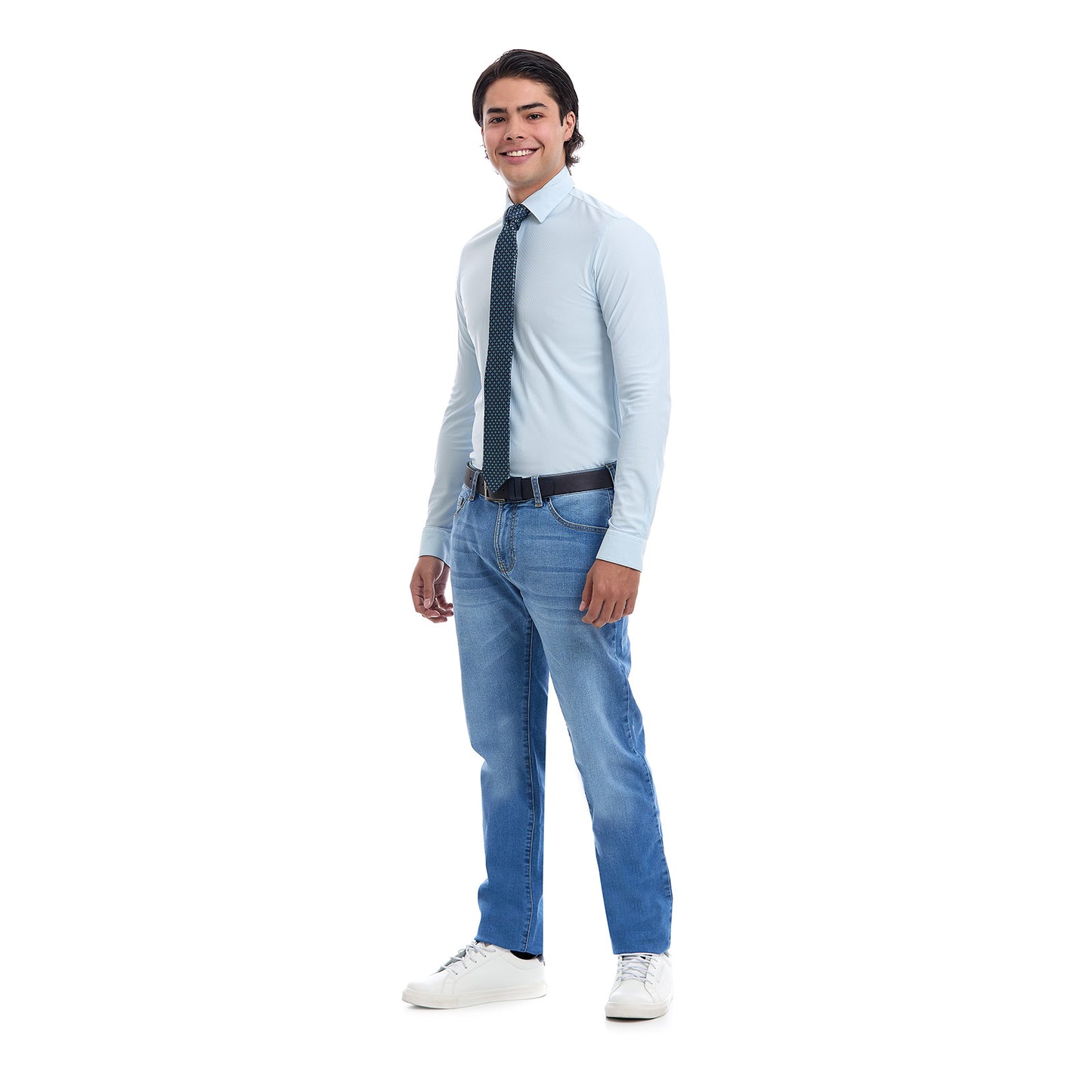 Camisa formal Fit Slim en tejido de poliéster a cuadros