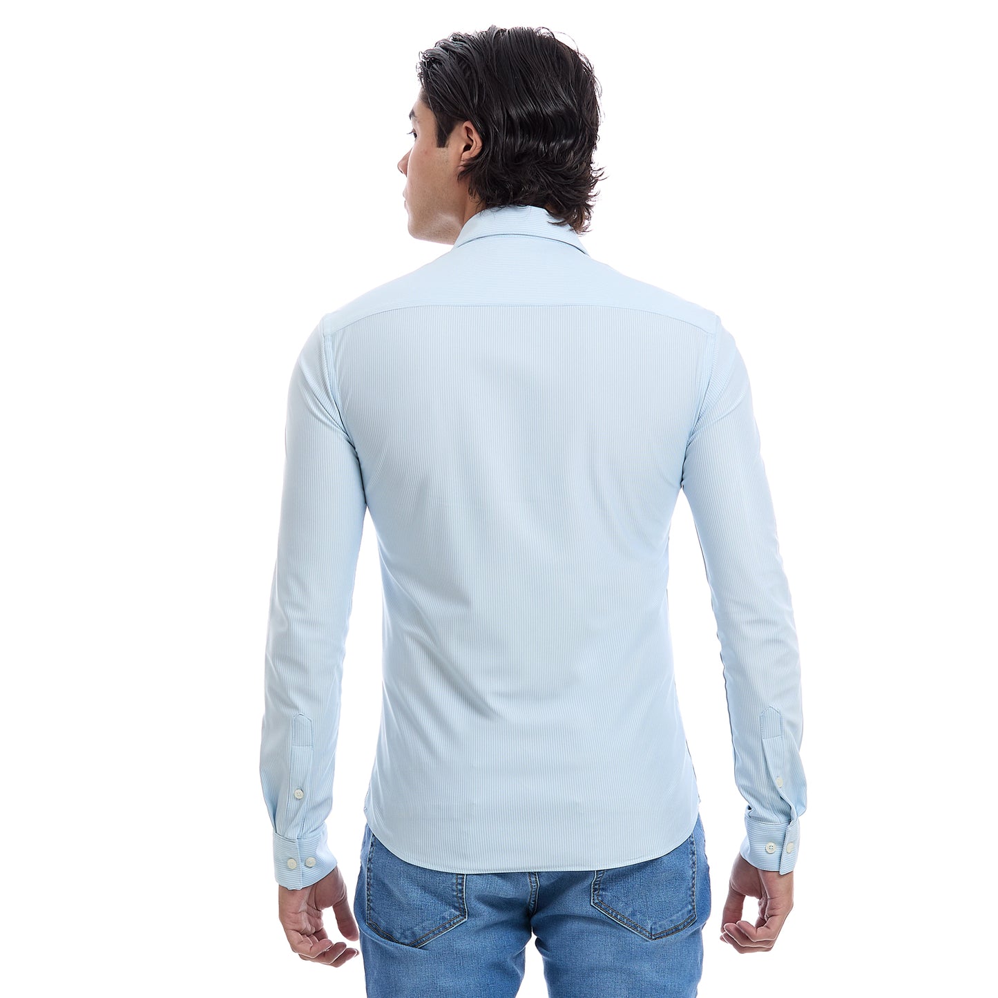 Camisa formal Fit Slim en tejido de poliéster a cuadros
