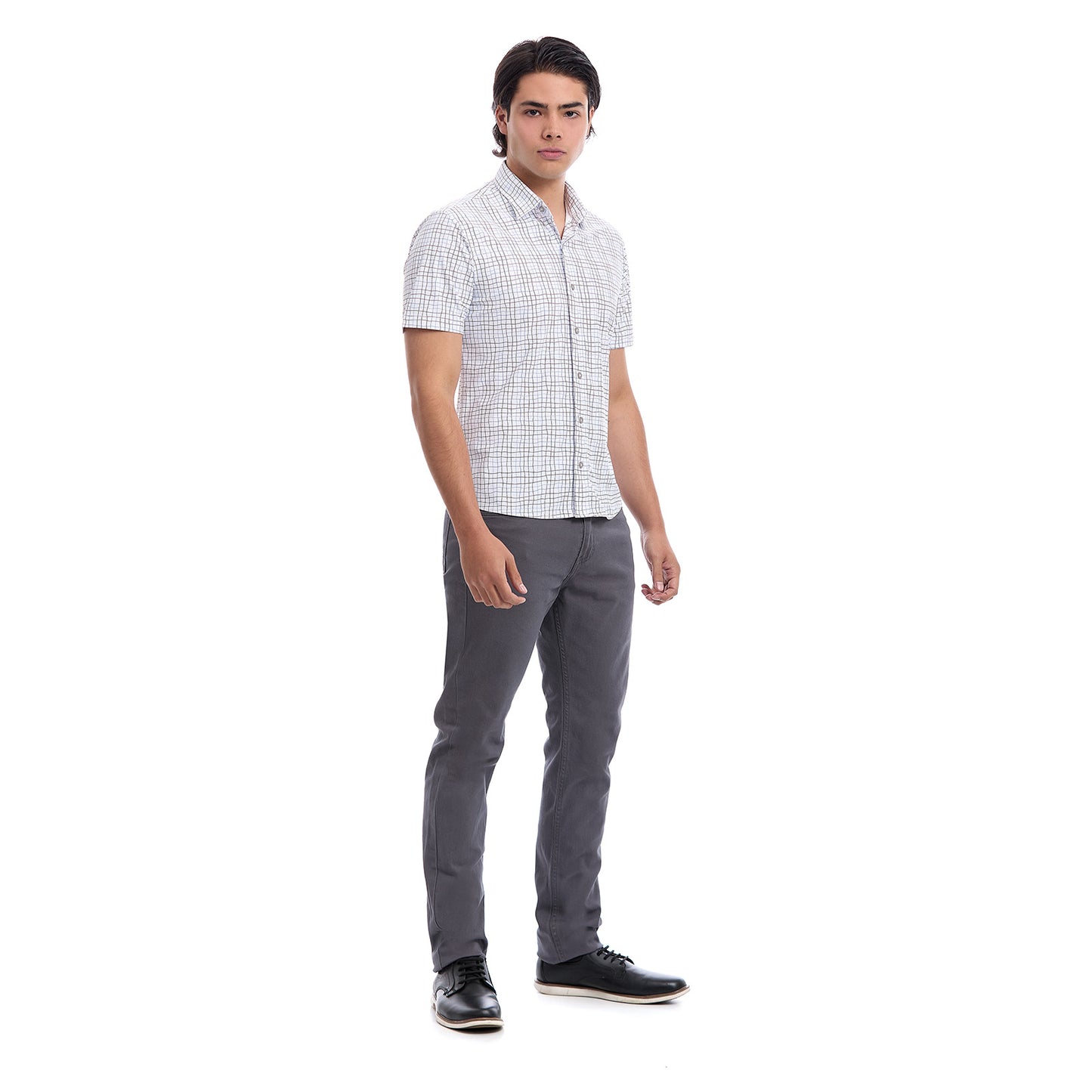Camisa formal Fit Extra Slim en tejido de poliéster a cuadros