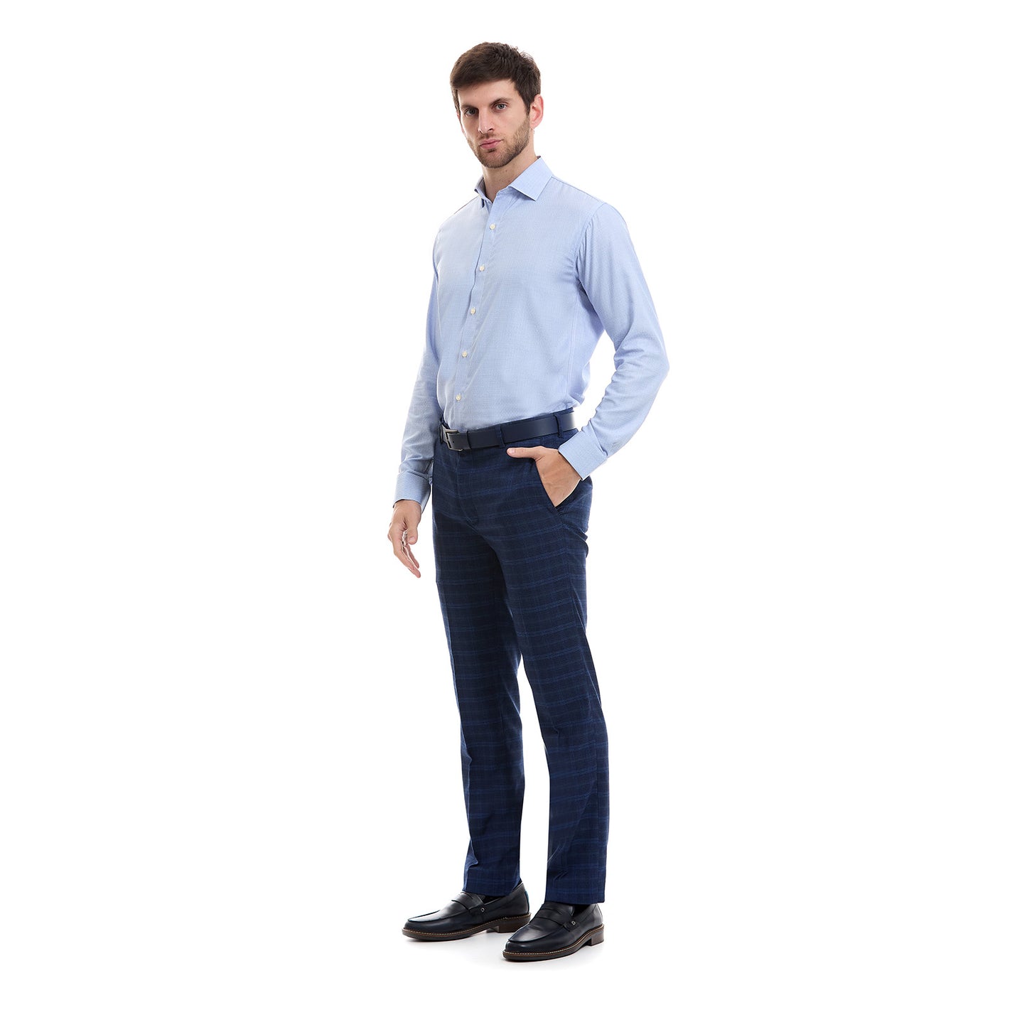Camisa Slim Fit Vittorio Forti Bambú Azul