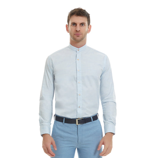 Camisa Para Caballero Cuello Mao Lisa Slim Fit