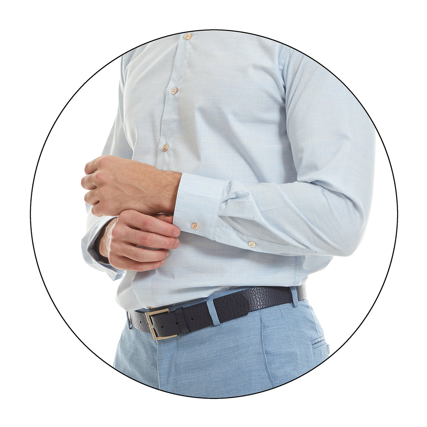 Camisa Para Caballero Cuello Mao Lisa Slim Fit