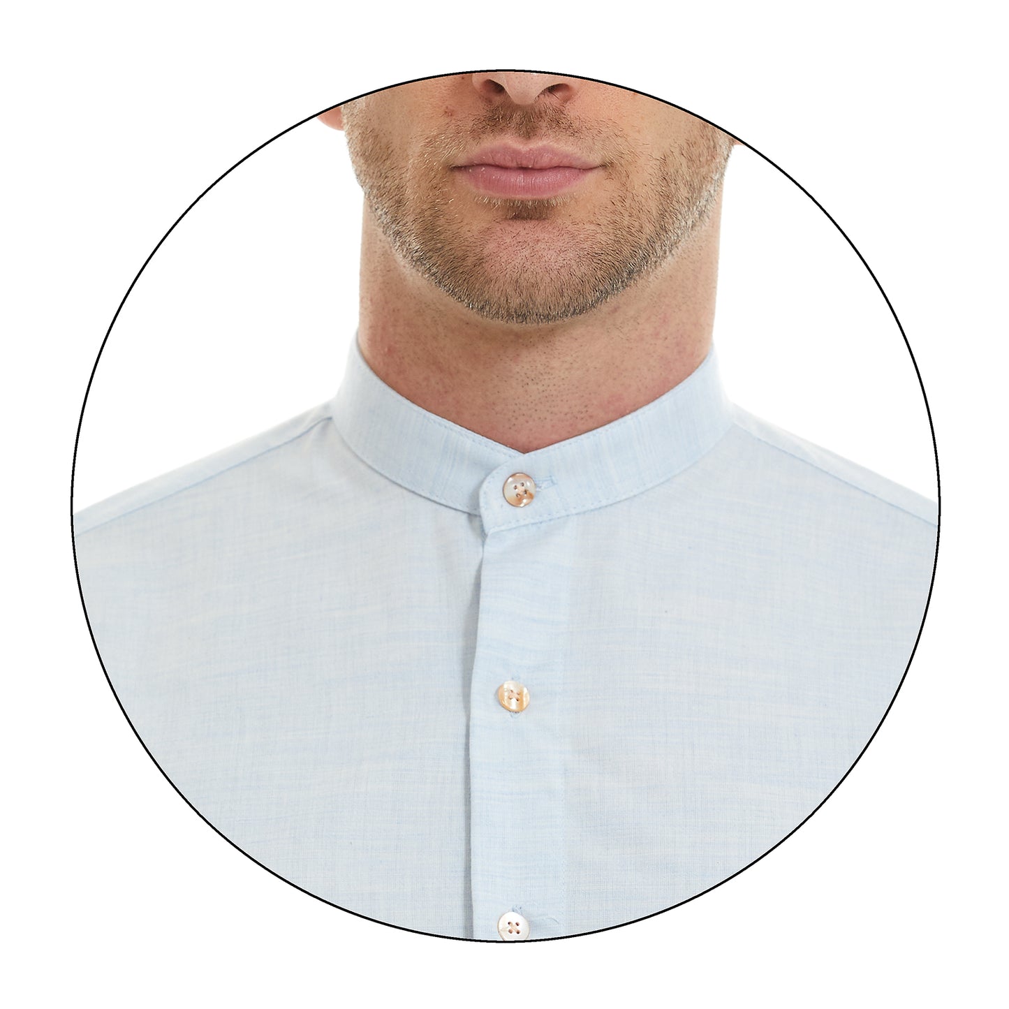 Camisa Para Caballero Cuello Mao Lisa Slim Fit