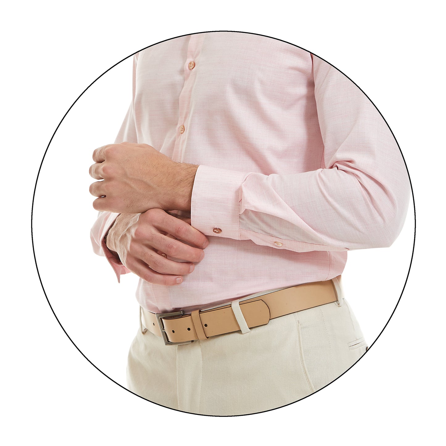 Camisa Para Caballero Cuello Mao Lisa Slim Fit