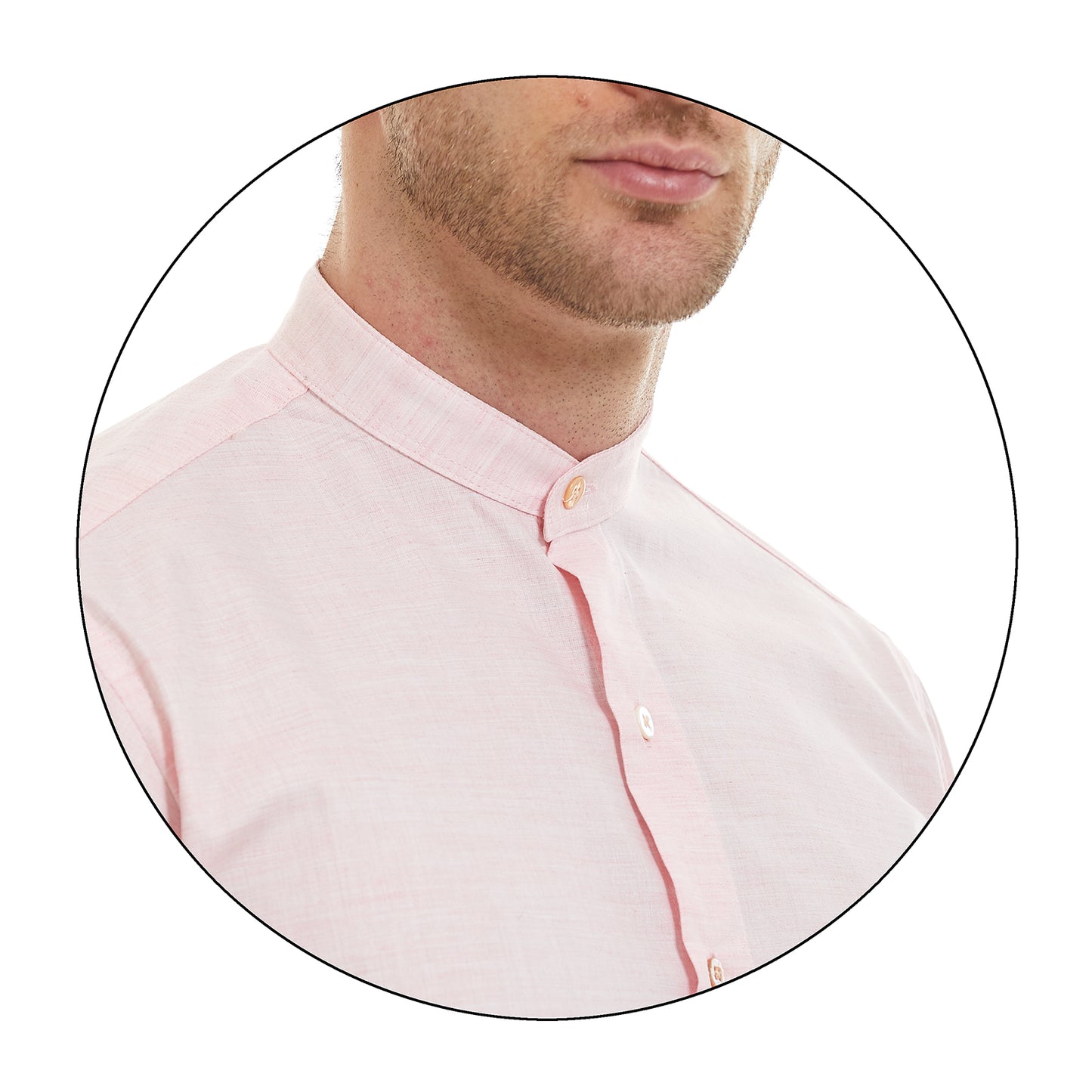 Camisa Para Caballero Cuello Mao Lisa Slim Fit