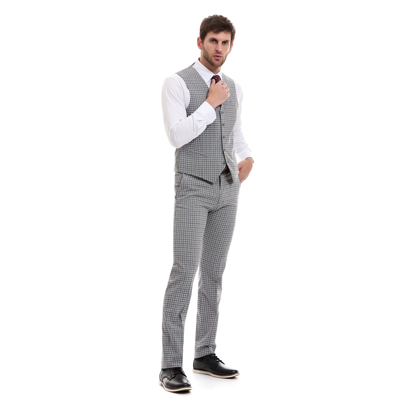 Chaleco Slim Fit Vittorio Forti Separate Cuadros Gris