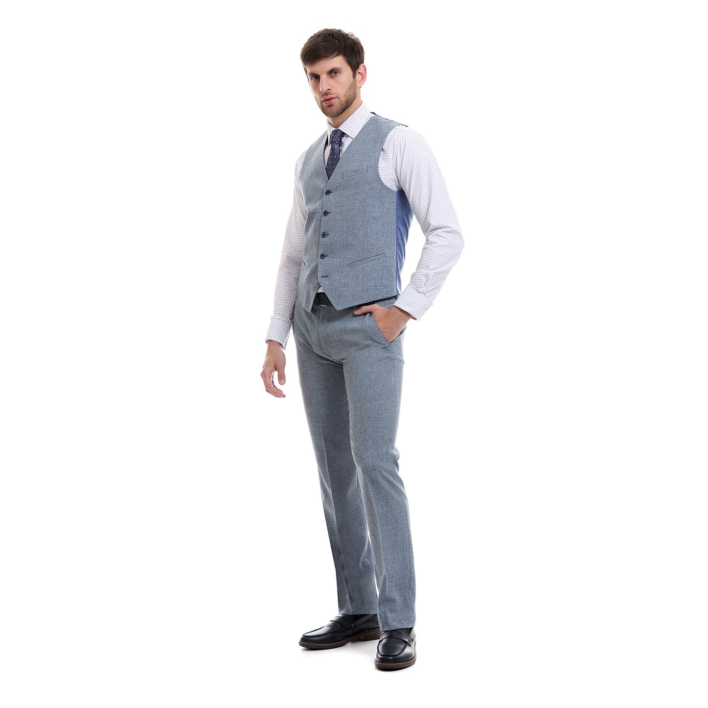 Chaleco Separate Slim Fit Azul Vittorio Forti 5 Botones