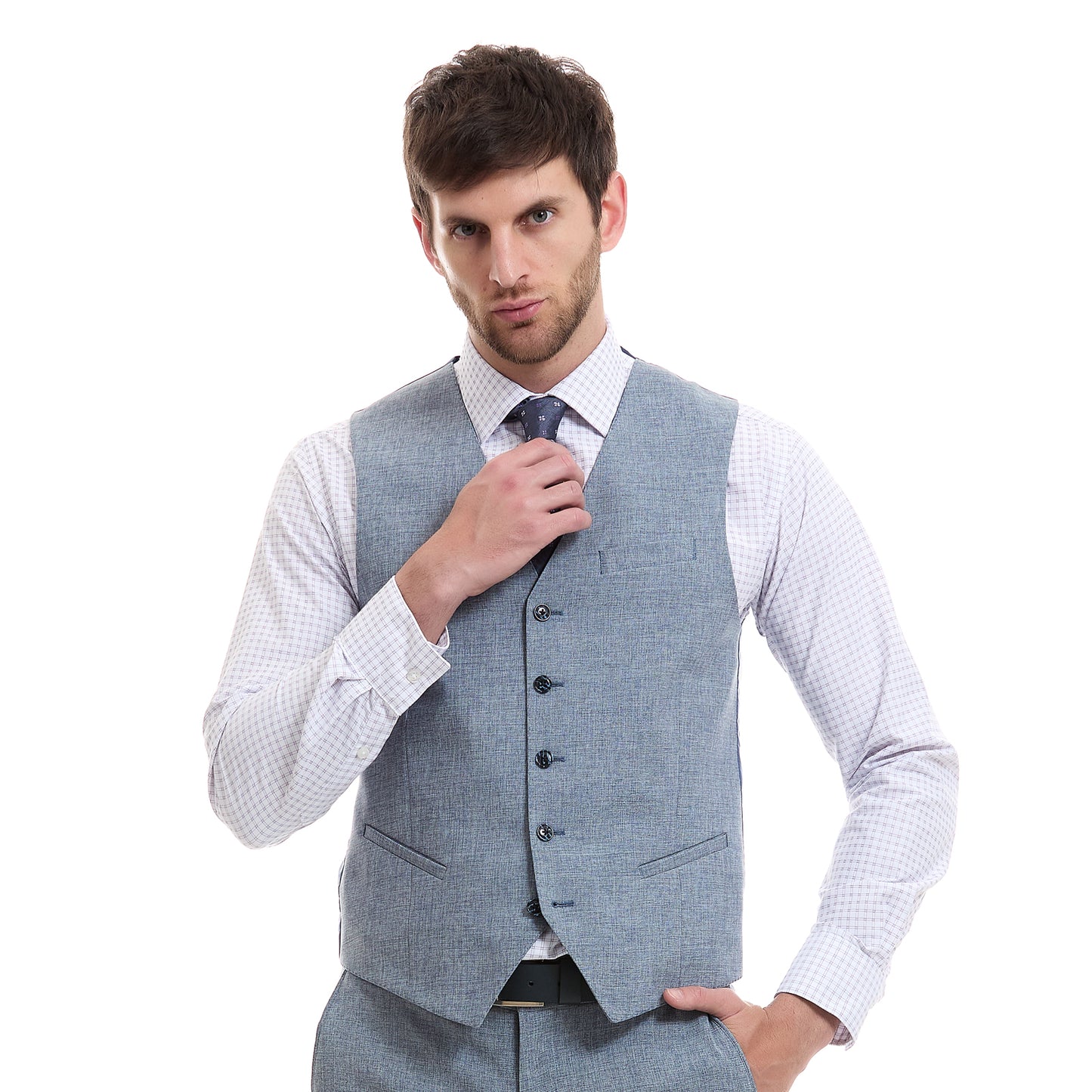 Chaleco Separate Slim Fit Azul Vittorio Forti 5 Botones