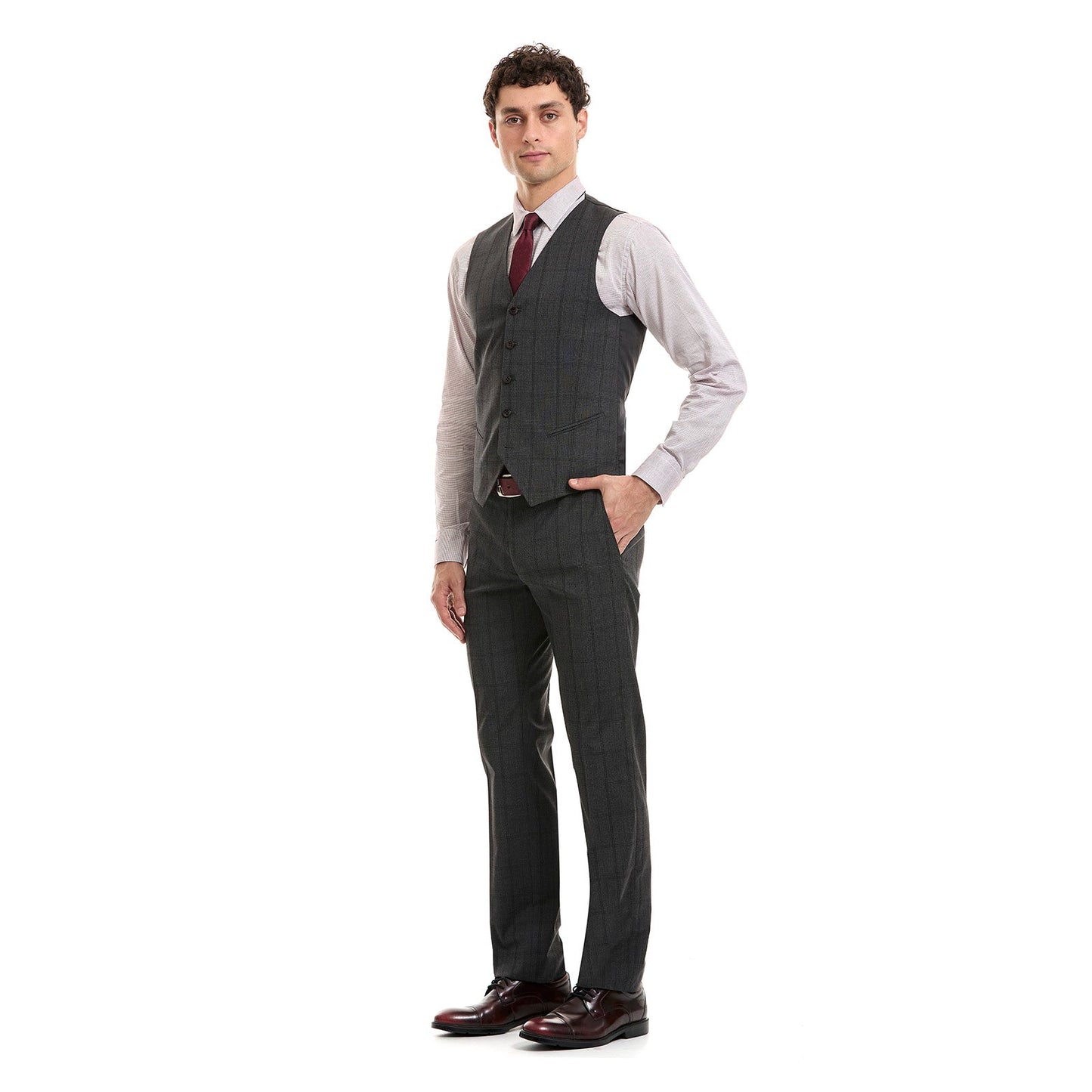 Chaleco Separates Fit Slim en tejido a cuadros stretch
