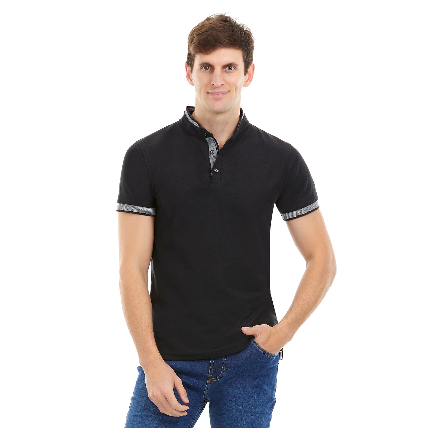 Playera Henley en tejido piqué Slim Fit