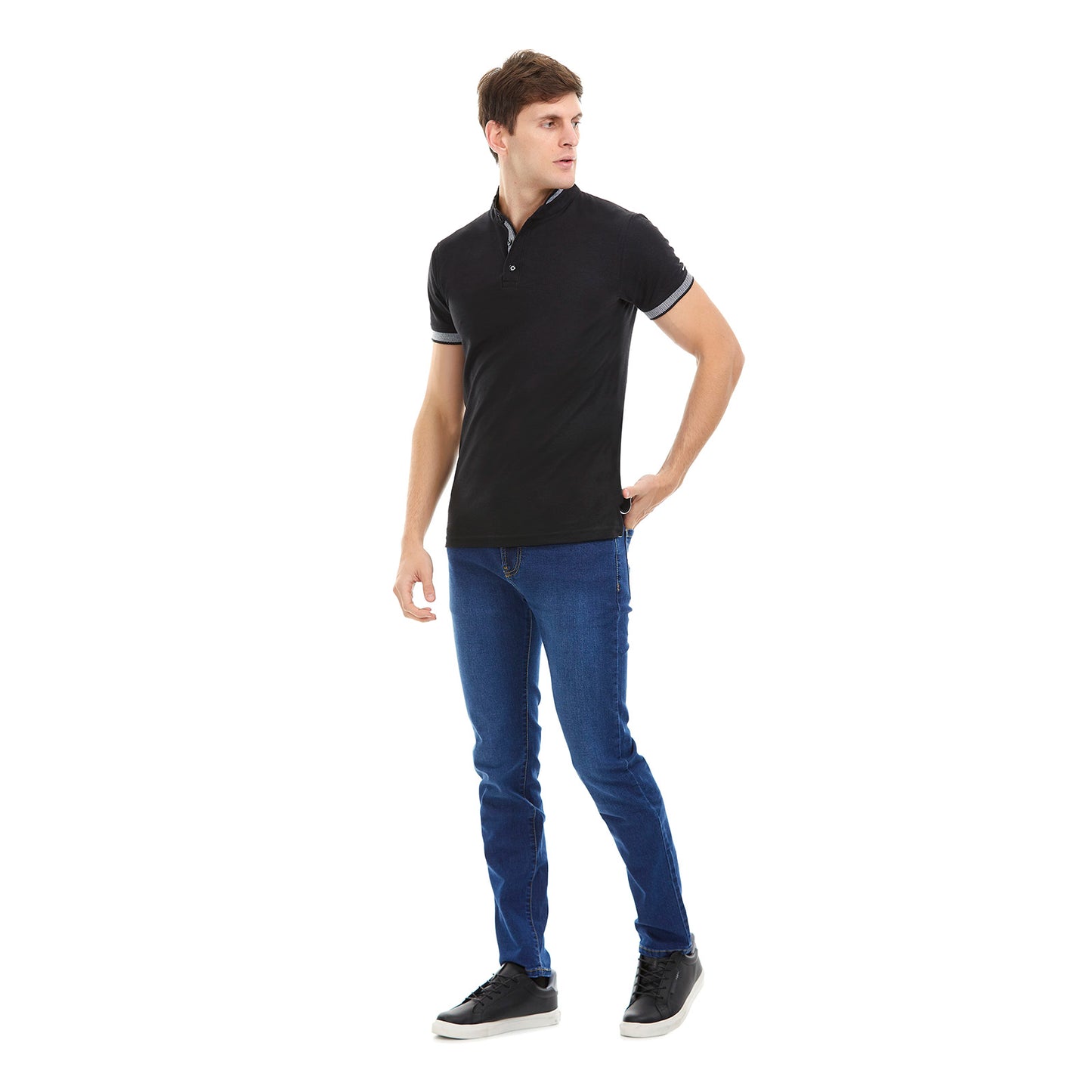 Playera Henley en tejido piqué Slim Fit