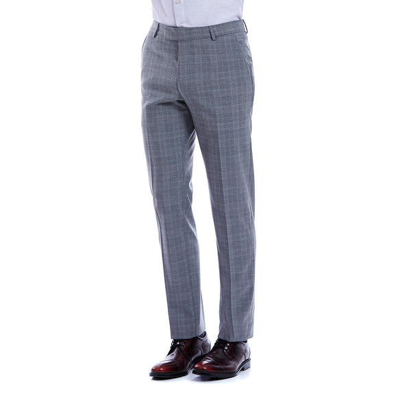 Pantalon formal a cuadros para hombre | Gris | Slim fit