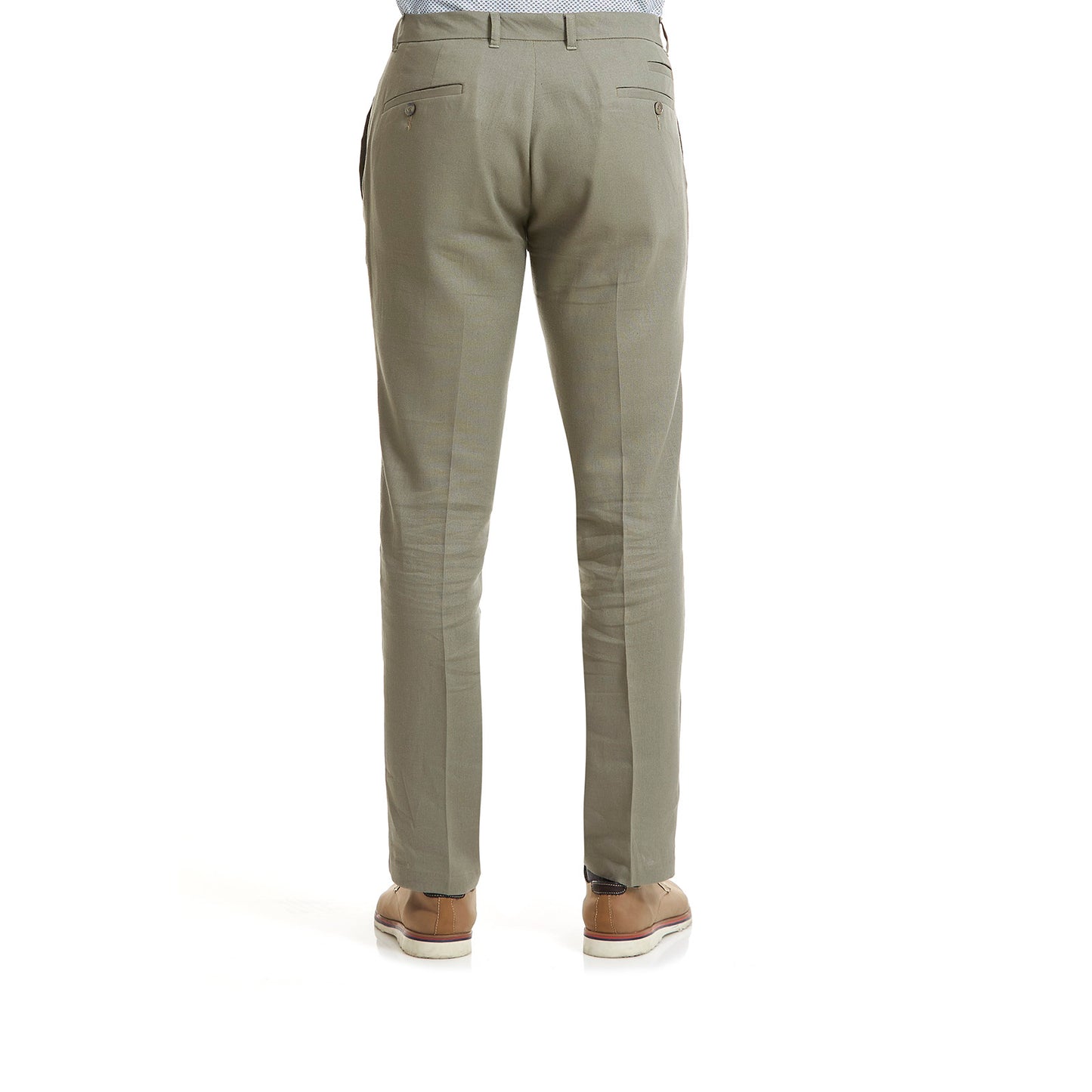 Pantalón de lino business casual en tejido liso Slim Fit