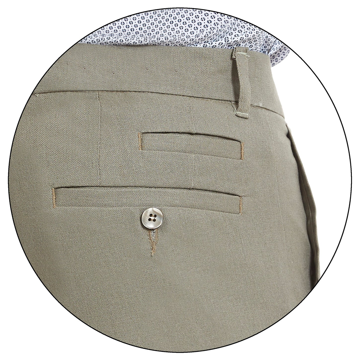 Pantalón de lino business casual en tejido liso Slim Fit