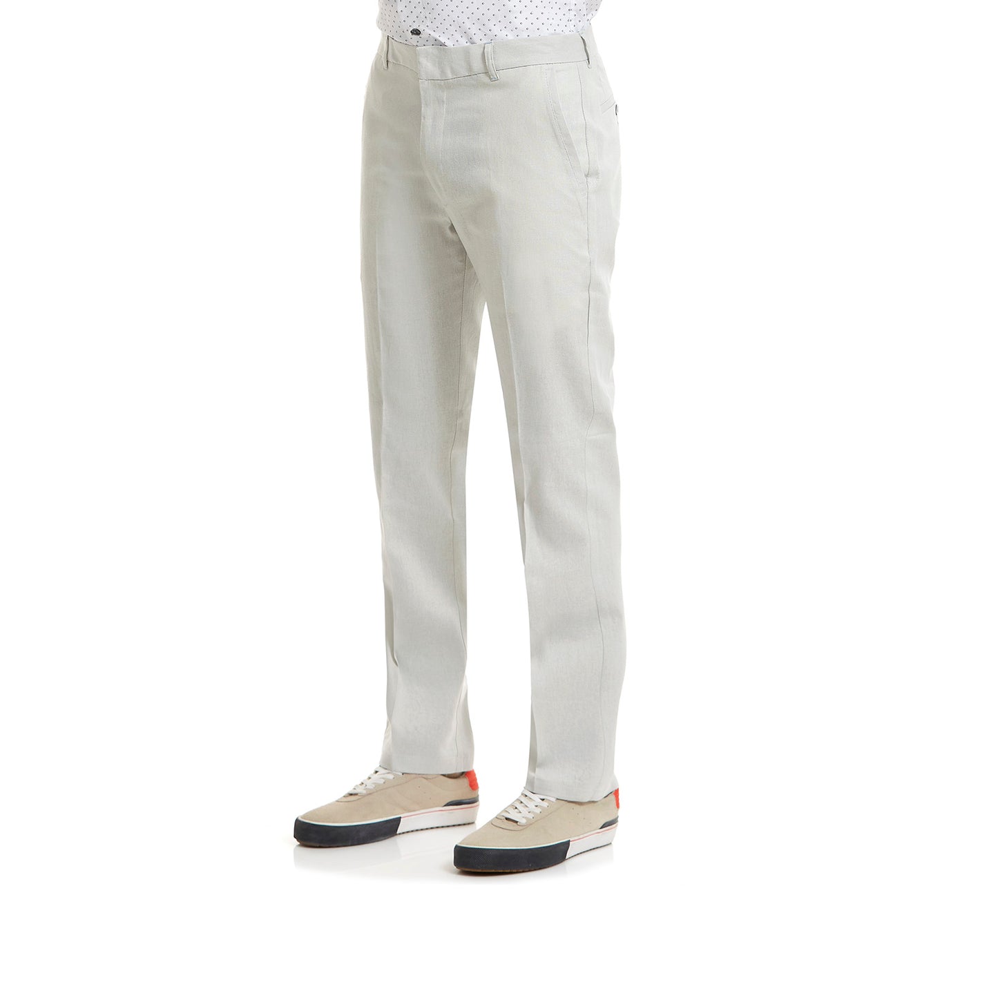 Pantalón de lino business casual en tejido liso Slim Fit