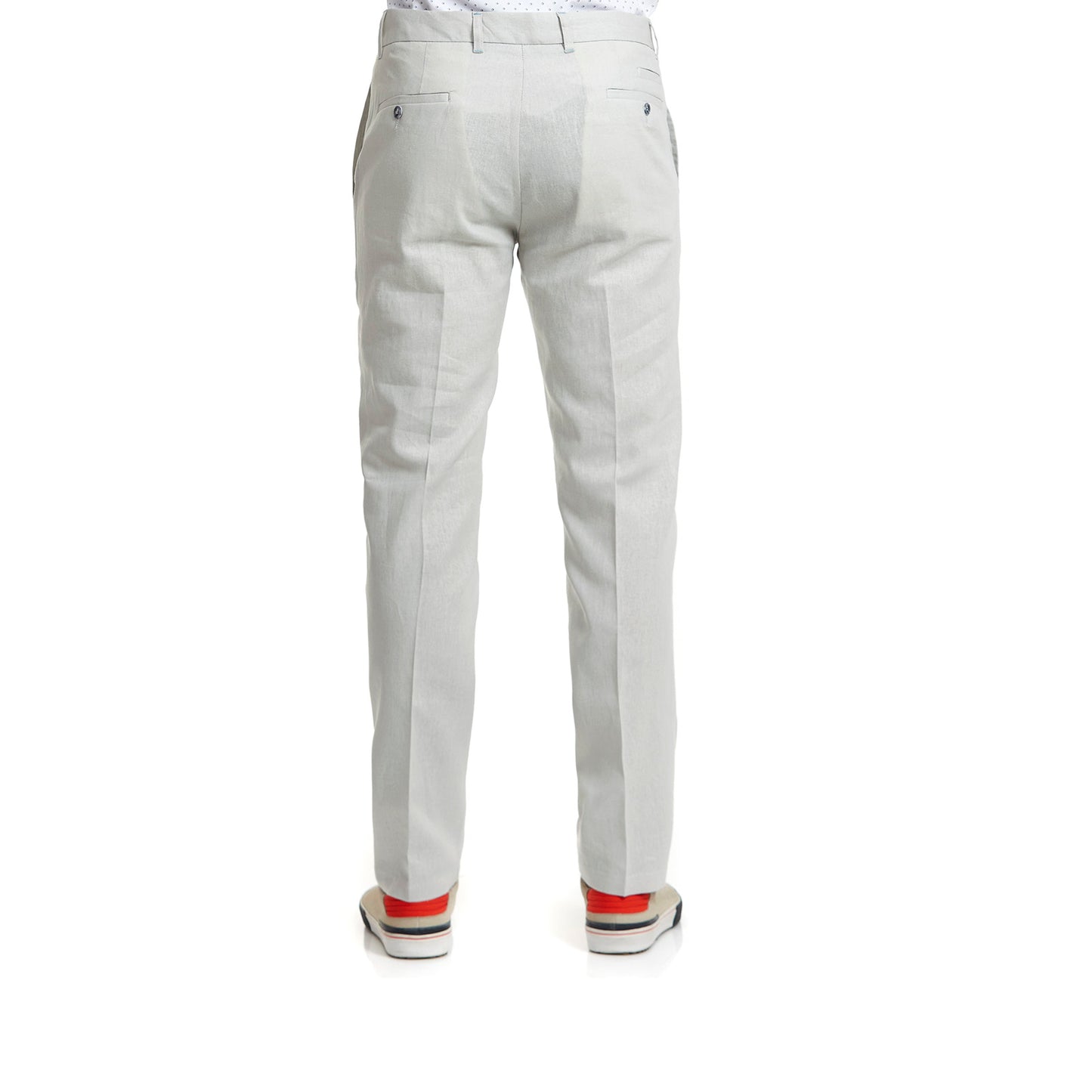 Pantalón de lino business casual en tejido liso Slim Fit