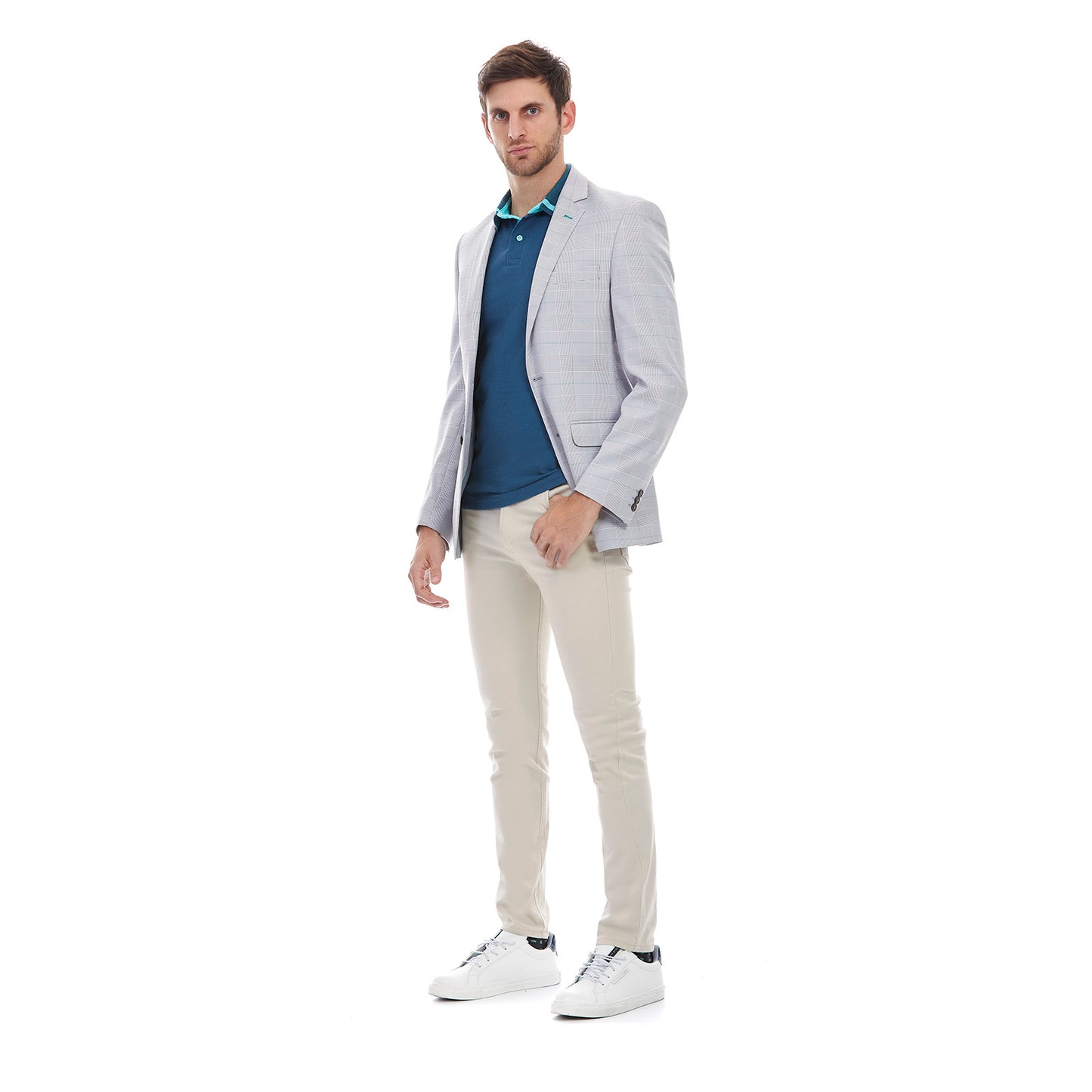 Saco casual en tejido a cuadros Slim Fit