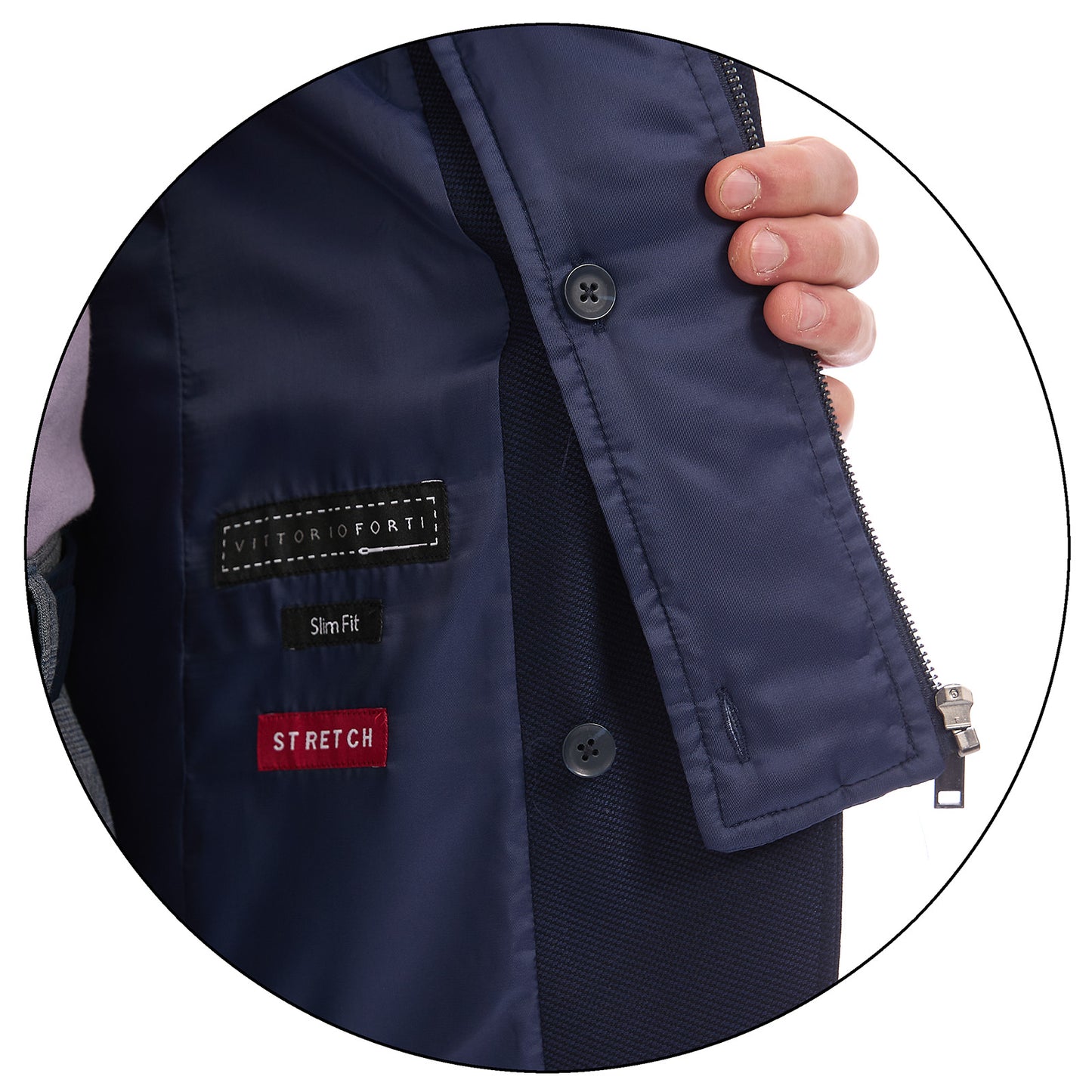 Saco Business Casual Slim Fit con Pechera Desmontable Tejido Liso