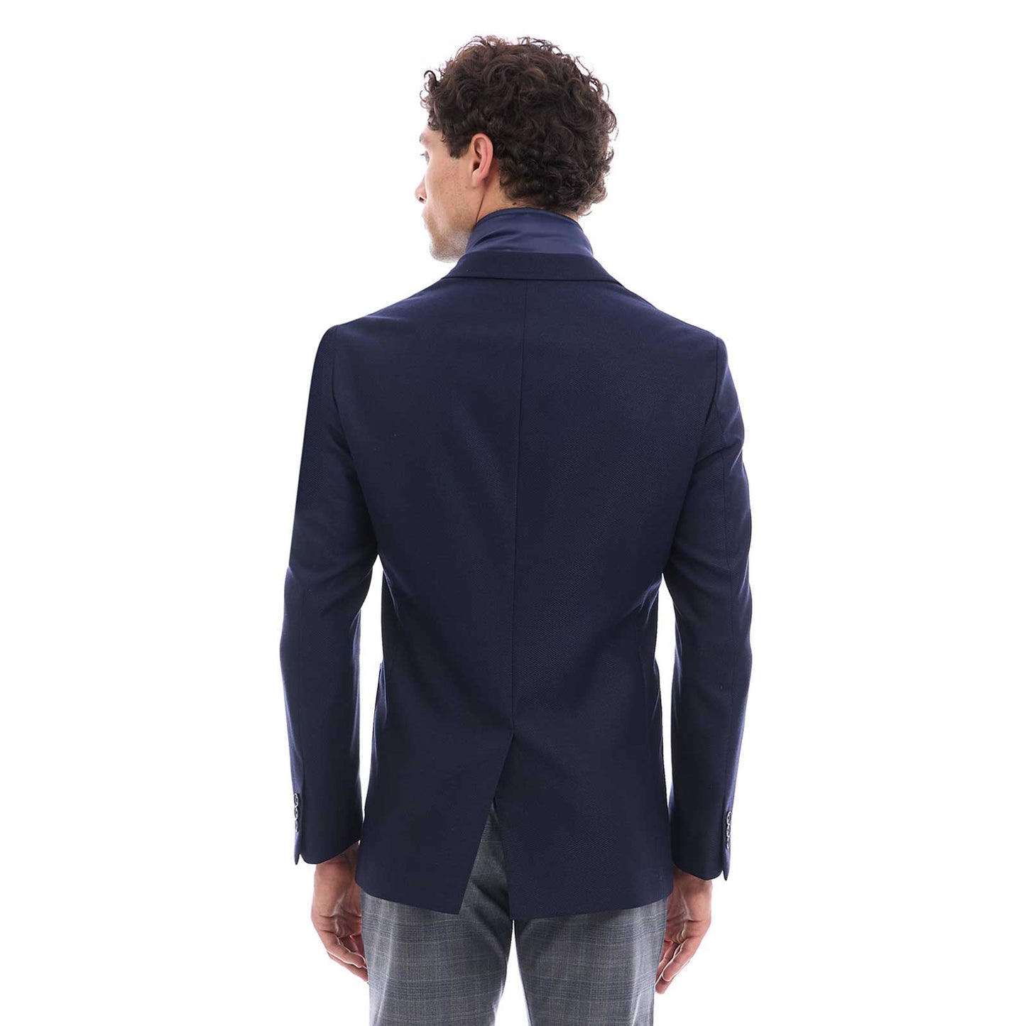 Saco Business Casual Slim Fit con Pechera Desmontable Tejido Liso