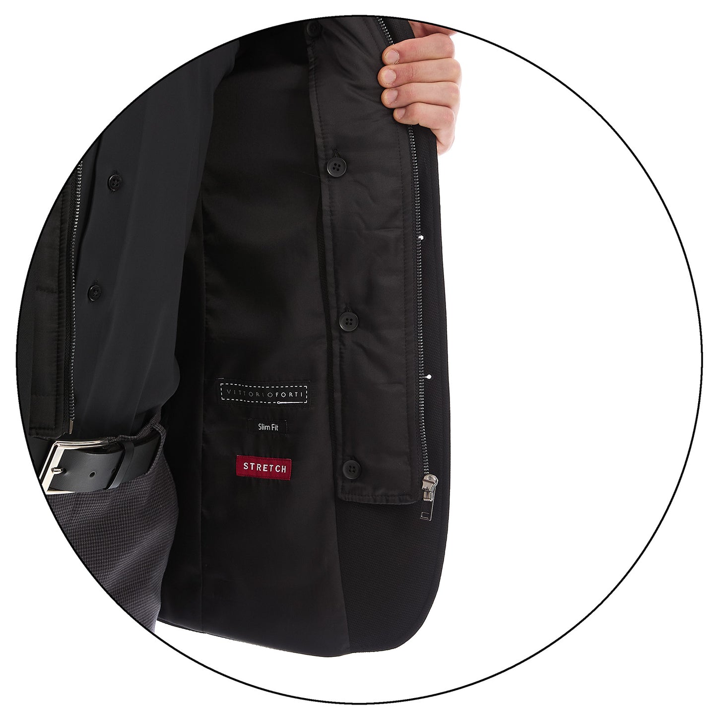 Saco Business Casual Slim Fit con Pechera Desmontable Tejido Liso