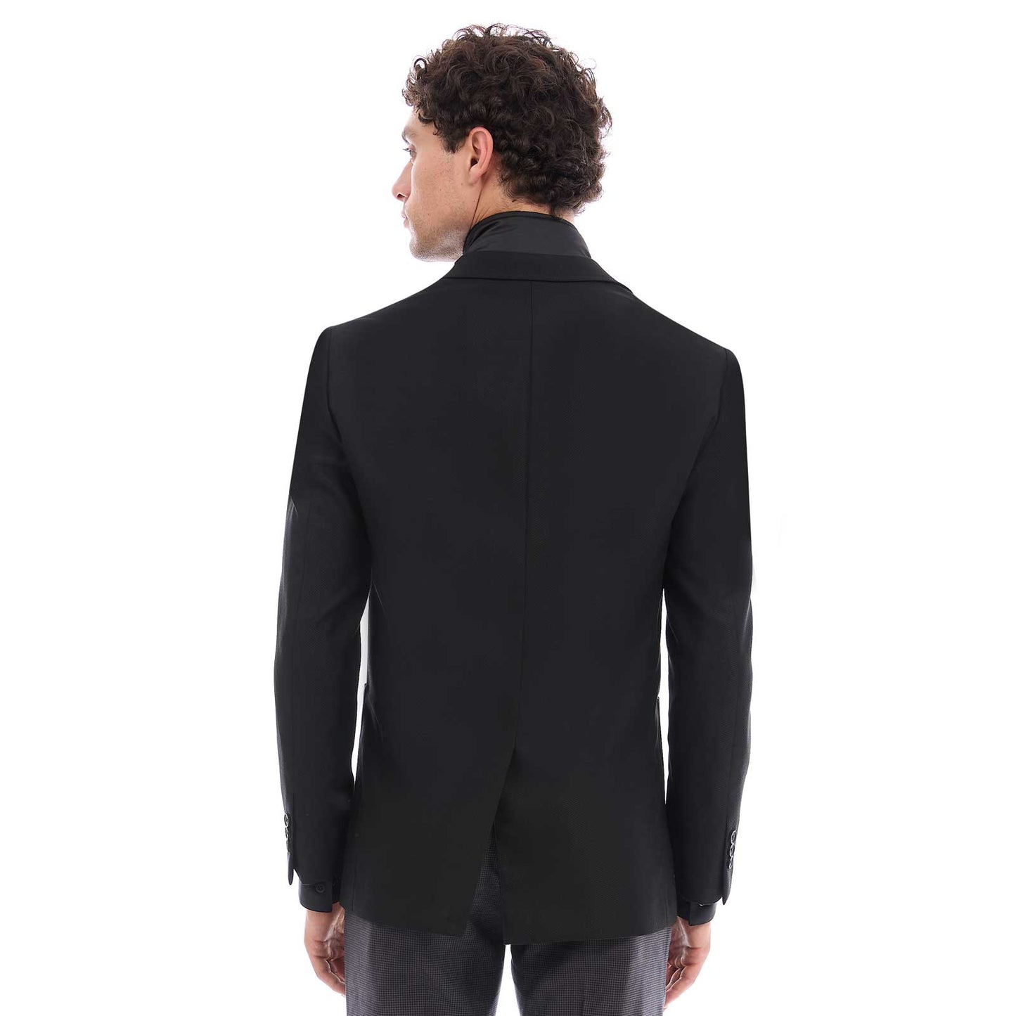 Saco Business Casual Slim Fit con Pechera Desmontable Tejido Liso