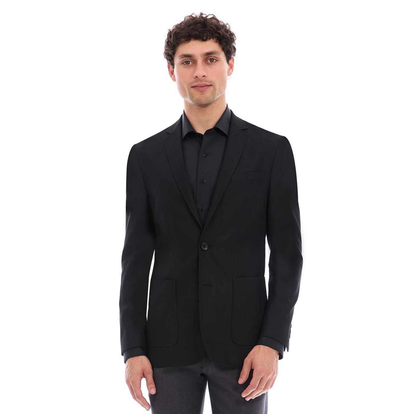 Saco Business Casual Slim Fit con Pechera Desmontable Tejido Liso