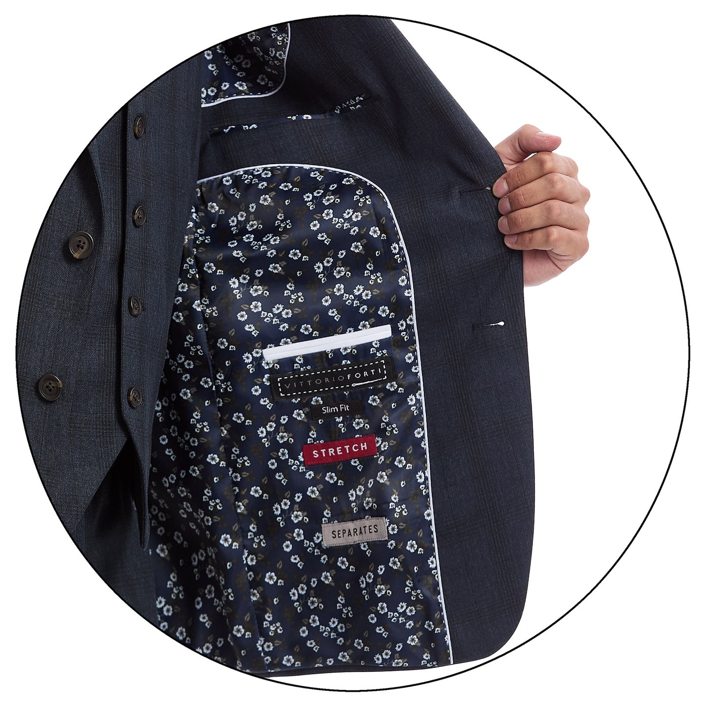 Saco Para Hombre Separates Fit Slim en tejido a cuadros azul marino