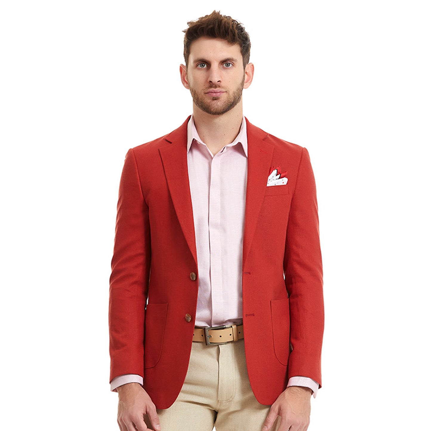 Saco de Lino Business Casual Slim Fit en Tejido Liso