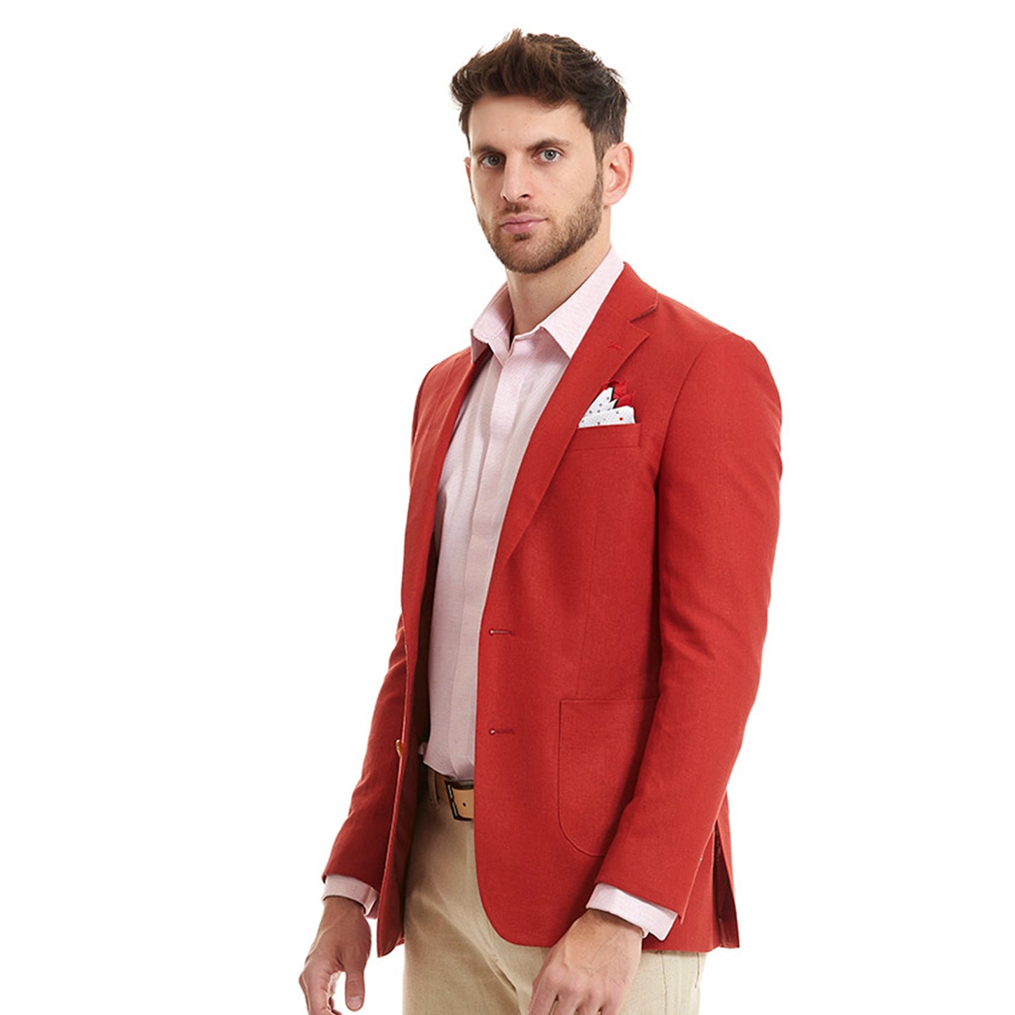Saco de Lino Business Casual Slim Fit en Tejido Liso