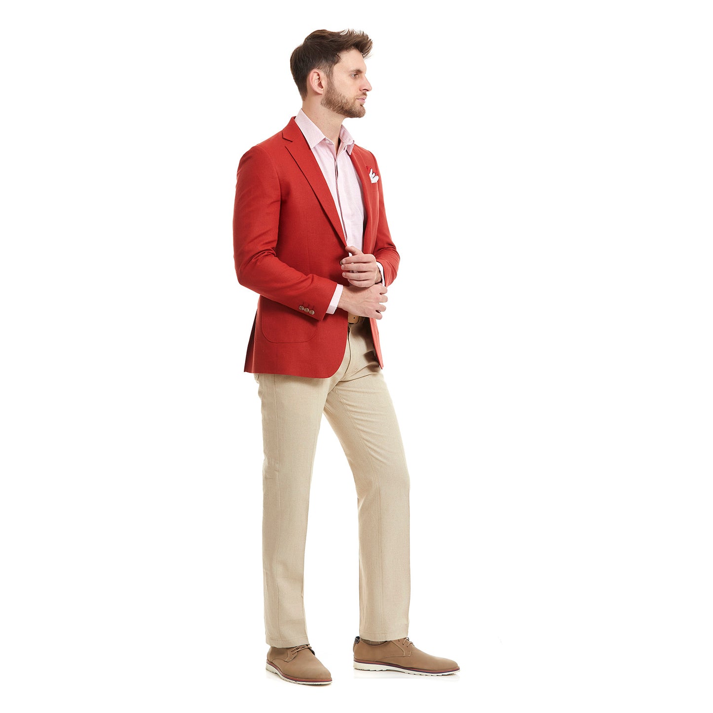 Saco de Lino Business Casual Slim Fit en Tejido Liso