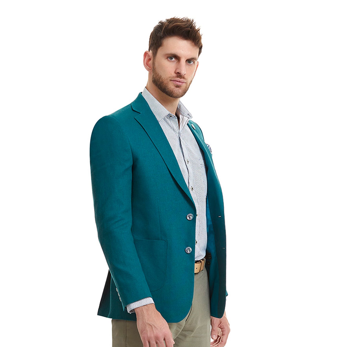 Saco de Lino Business Casual Slim Fit en Tejido Liso