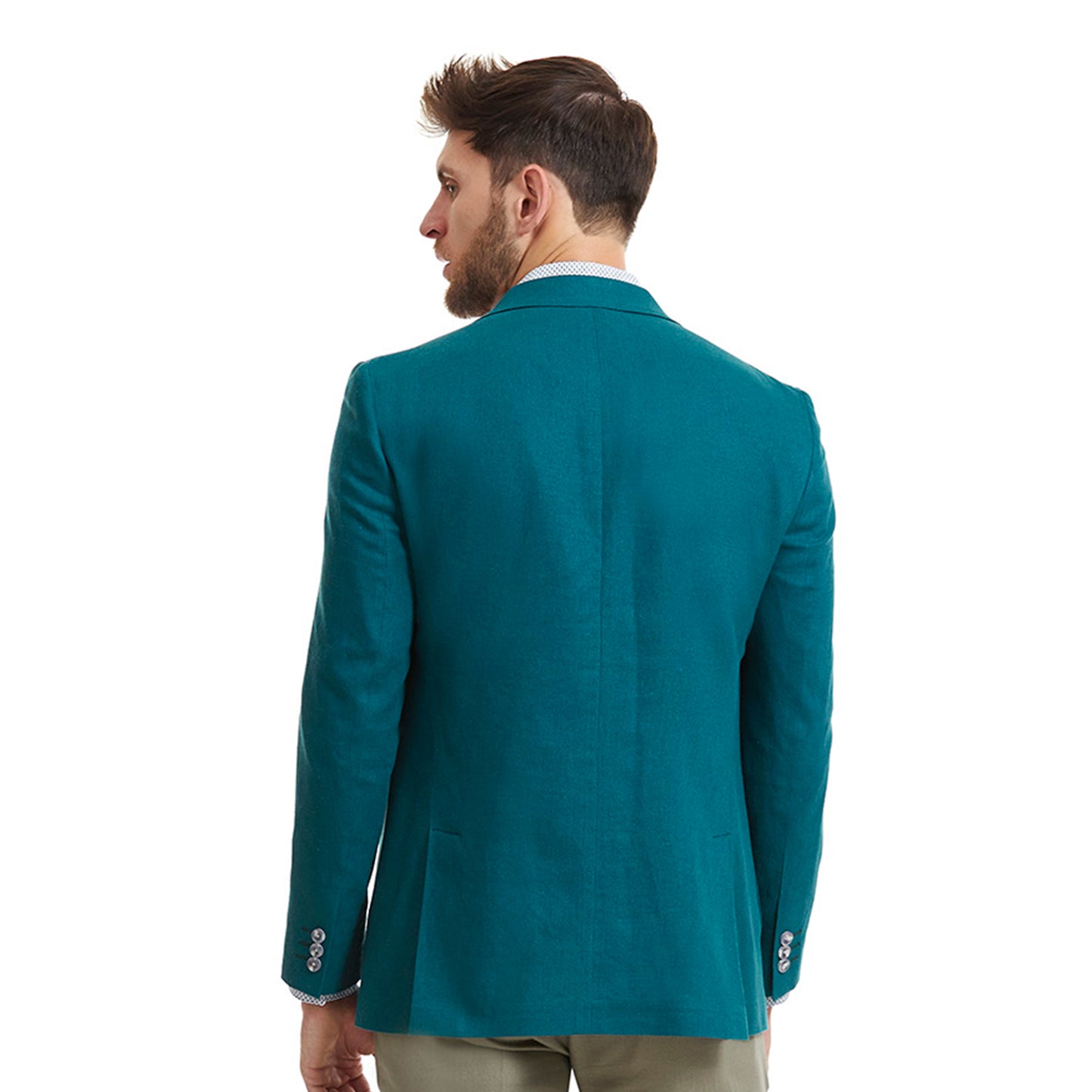 Saco de Lino Business Casual Slim Fit en Tejido Liso