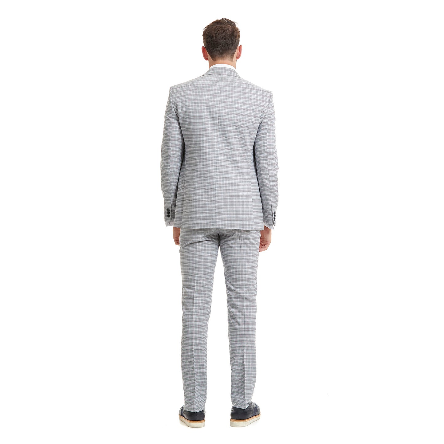 Traje recto dos botones en tejido a cuadros Fit Slim