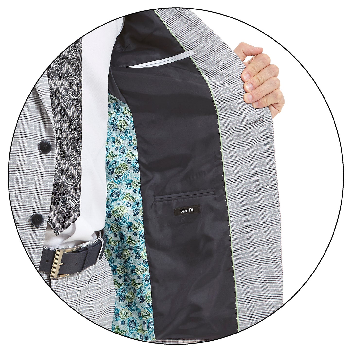 Traje recto dos botones en tejido a cuadros Fit Slim