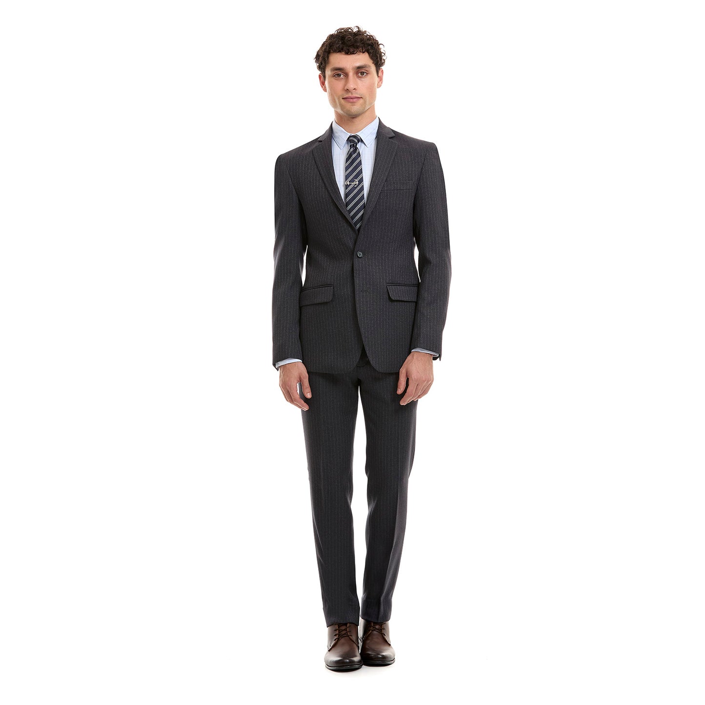 Traje para Caballero Fit Slim en Tejido a Rayas