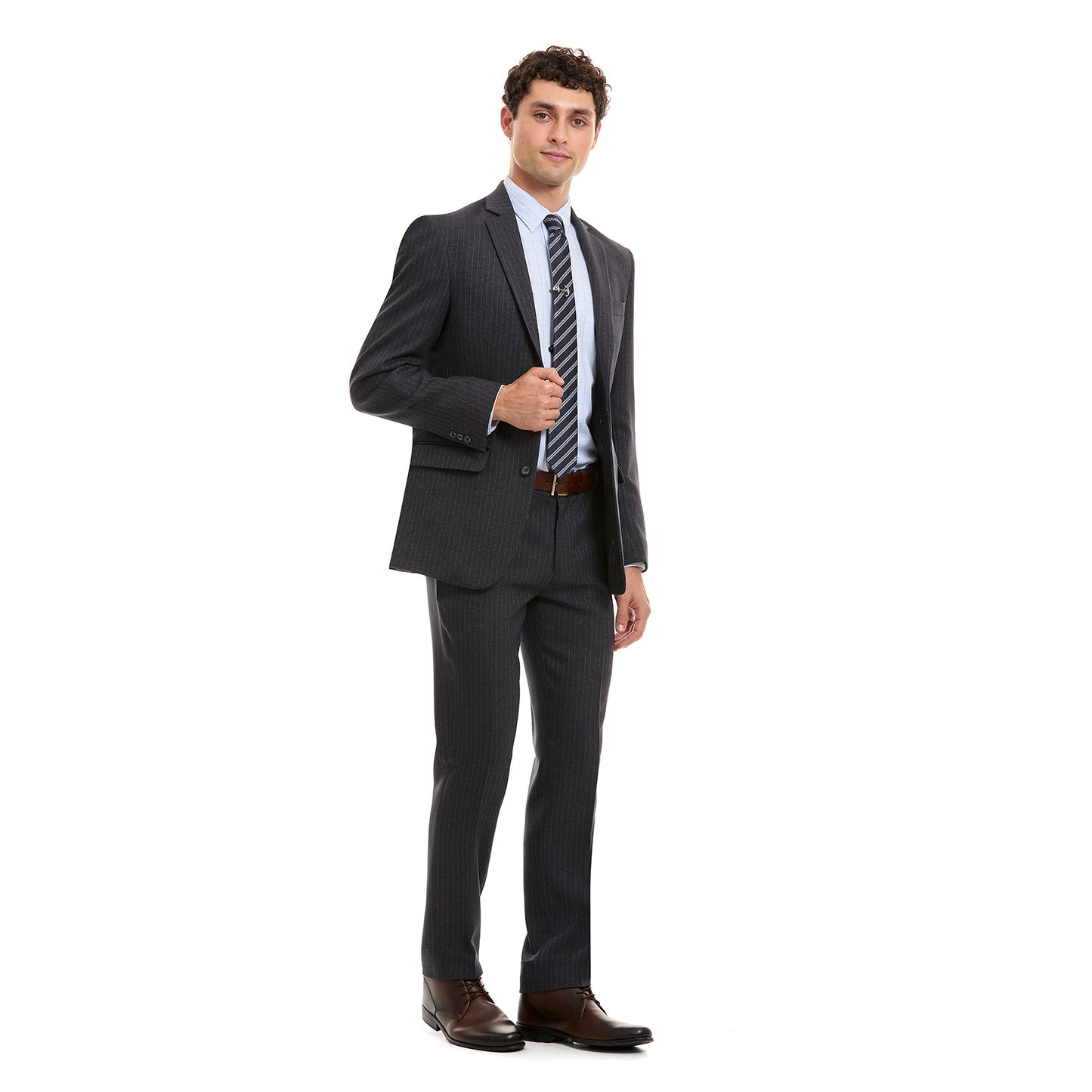 Traje para Caballero Fit Slim en Tejido a Rayas