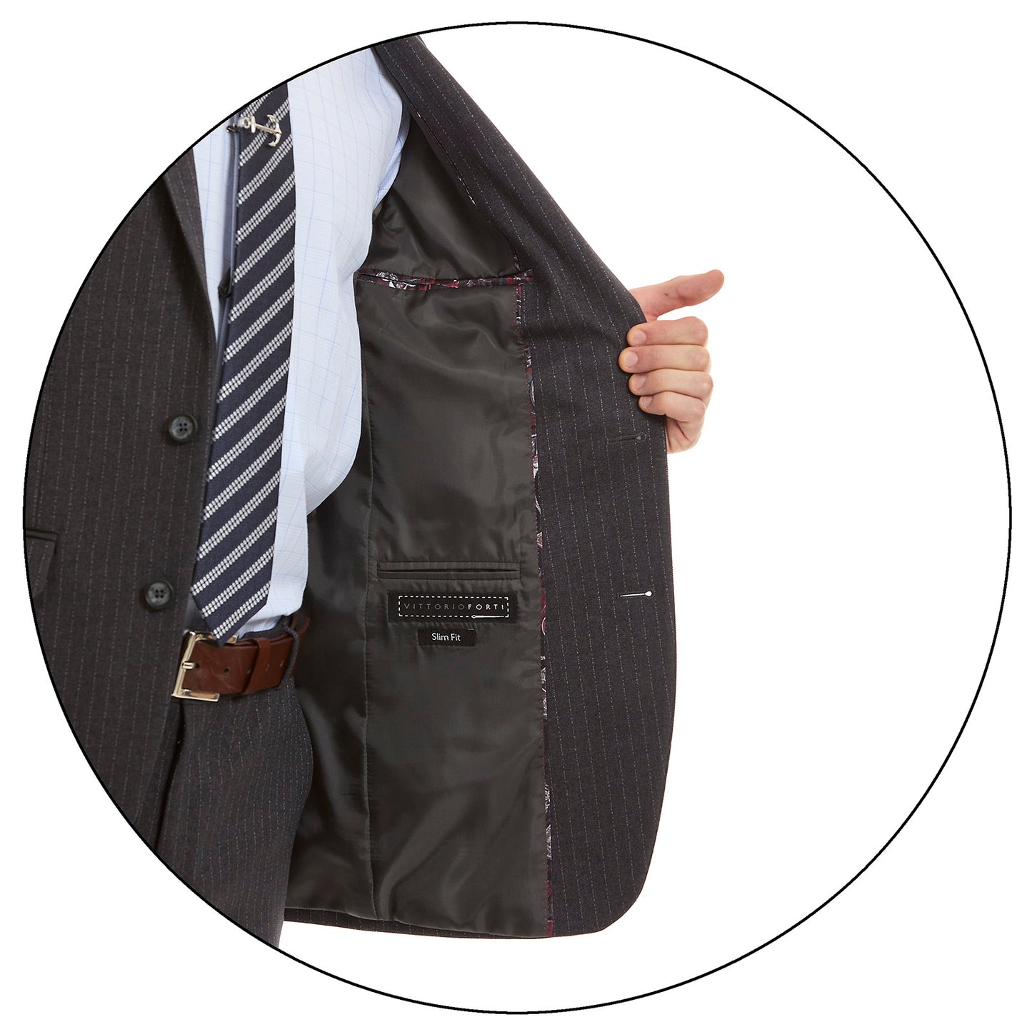 Traje para Caballero Fit Slim en Tejido a Rayas