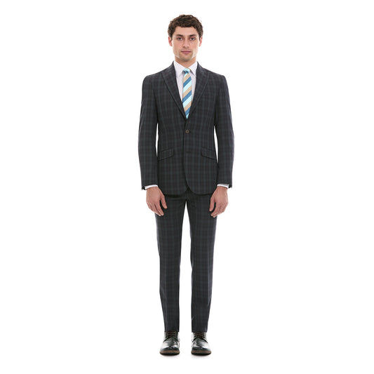 Traje Recto Dos Botones Slim Fit Para Hombre A Cuadros