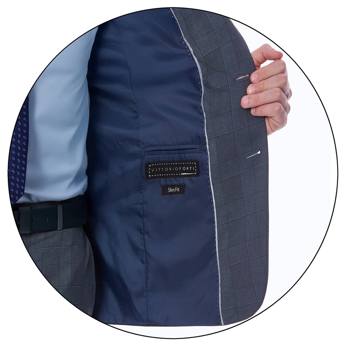 Traje Slim Fit Azul a Cuadros para Hombre