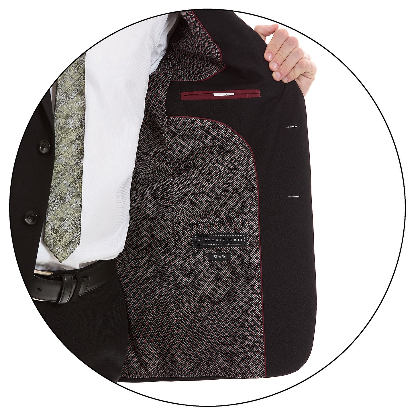 Traje Slim Fit Vittorio Forti Negro Solapa Escuadra