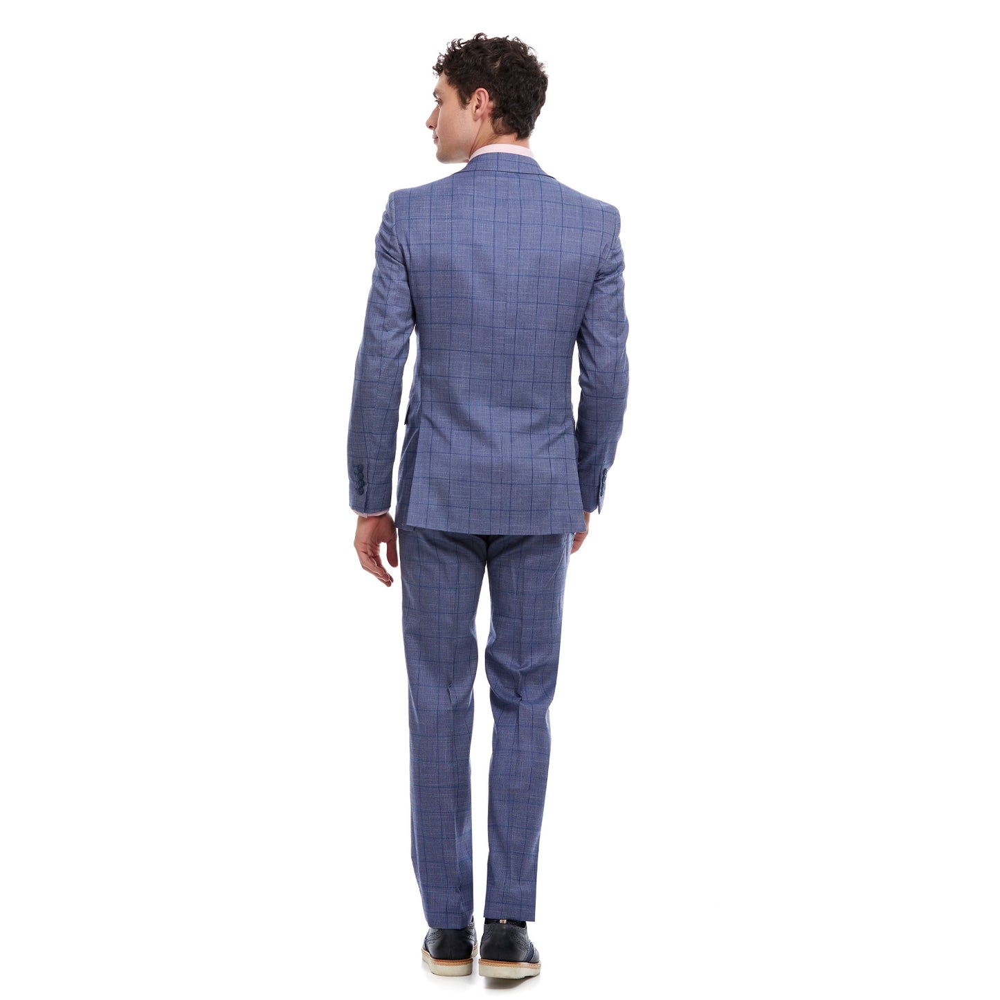 Traje Para Hombre Slim Fit A Cuadros Solapa Escuadra